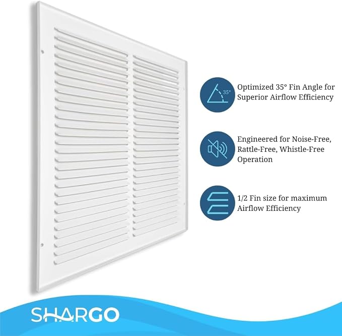 14x14 Air Return Vent Cover, Solid Steel White, 4 Pack - Image 5