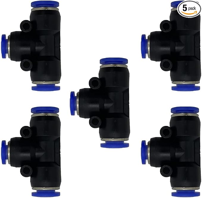 5 Pcs 5/16" x 1/4"x 5/16" Pneumatic T Shaped 3 Way Tube Reducer Connector by ROZESAZZ
