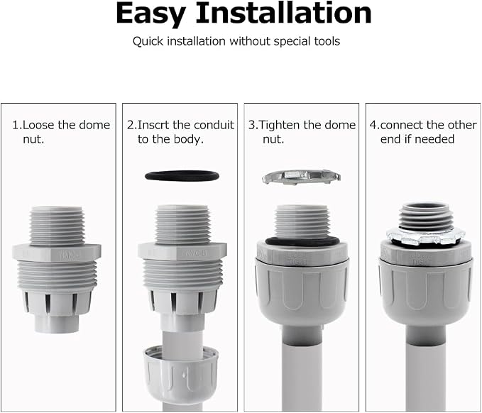 MAKERELE 5-Pack 1 Inch 180° PVC Liquid Tight Straight Connectors - Image 5