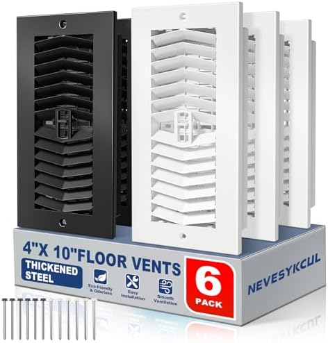 4x10 Floor Vent Cover 6-Pack Heavy Duty Floor Register by NEVESYKCUL