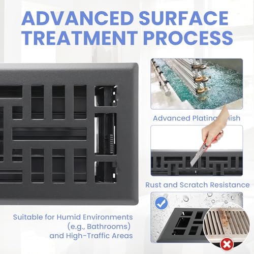 Howeall 4x14 Inches Heavy Duty Walkable Floor Register Easy Adjust Air Supply - Image 3