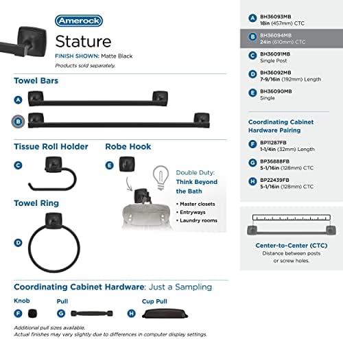 Amerock Stature 24" Matte Black Towel Bar - Image 4