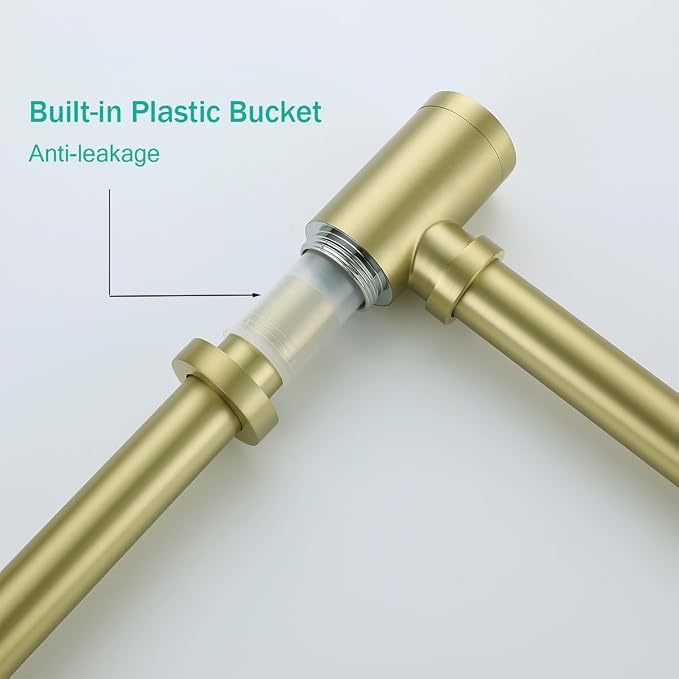 Brass Round Bottle P-Trap 1 1/4 Brushed Gold - Image 6