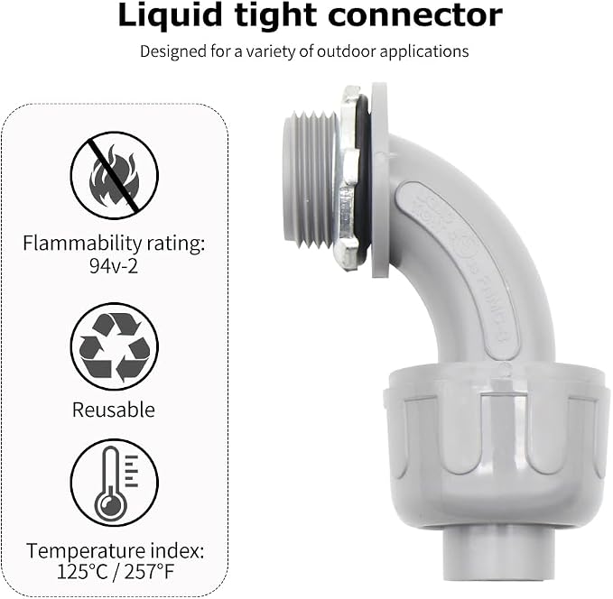 MAKERELE 5-Pack 1 Inch 90° PVC Liquid Tight Elbow Connectors - Image 4