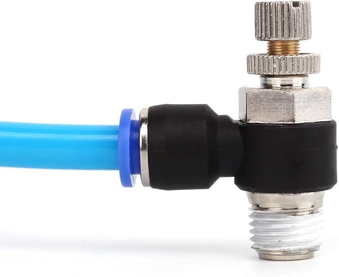 SNS 5/16"Tube OD x 1/8 NPT 90 Degree Elbow Air Flow Control Valve Push To - Image 2