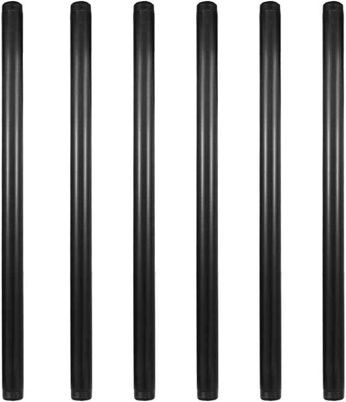 6 Pack 18" Pre-Cut Black Metal Pipe, Industrial Steel Fits Standard Three by GeilSpace