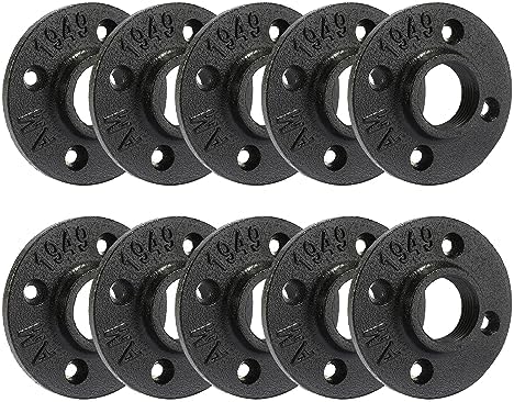 3/4" Heavy Duty Black Floor Flange, Home TZH 10 Pack Malleable iron Pipe Flange by HomeTZH
