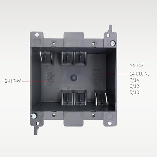 2-Gang Old Work Electrical Outlet Box, Plastic Junction Box - Image 2