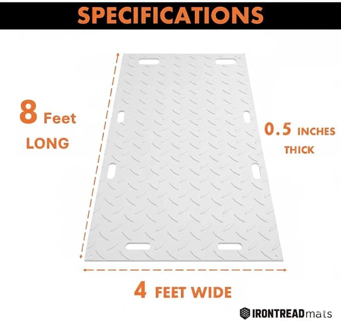 Ground Protection Mat 4’x8’ – ½” HDPE Diamond Tread 5 Pack - Image 2