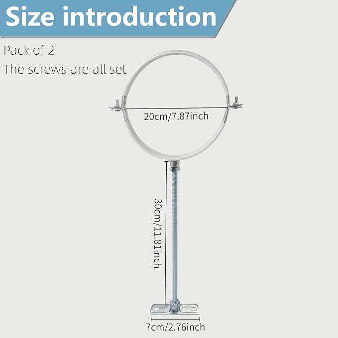 2 Sets 8 Inch Adjustable Pipe Bracket，Heavy Duty Galvanized Iron Stove Pipe - Image 4