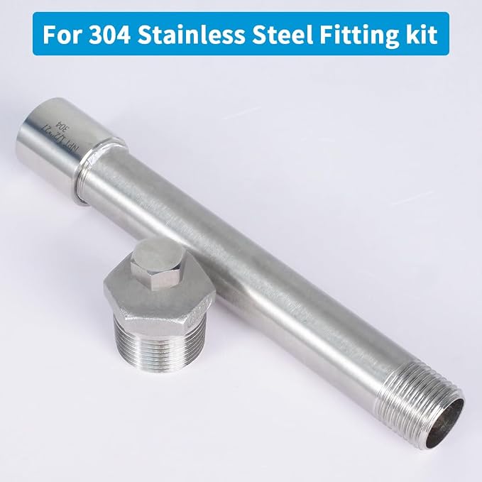 Quickun 304 Stainless Steel Nipple Pipe Fitting, 3/8" NPT x 3/8" NPT Male - Image 5