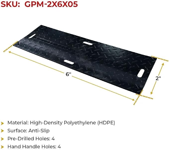 4 Pk 2' x 6' - 1/2" Thick Heavy Duty Ground Protection Mats - Easily Supports - Image 8