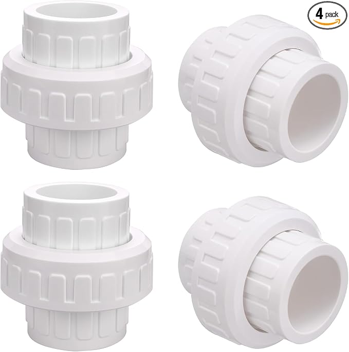 1" PVC Union Coupling Pipe Fitting PVC Adapter Schedule 40, EPDM O-Ring by carvedexquisitely