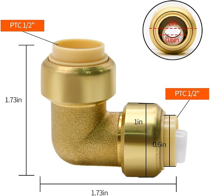 12 Pack 1/2" Pushfit Elbow Fittings - Image 2