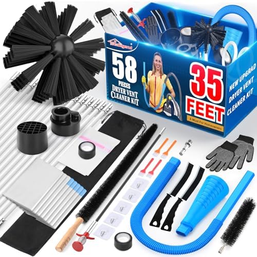 Sealegend 58-Pieces 35-Feet Dryer Vent Cleaner Kit, Dryer Cleaning Tools by Sealegend