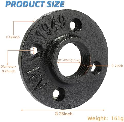 1" Heavy Duty Black Floor Flange, Home TZH 10 Pack Malleable iron Pipe Flange - Image 2