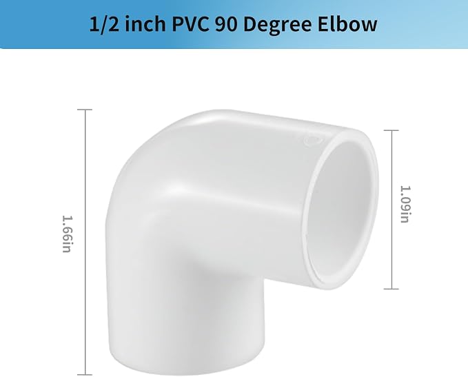 LESSO 8Pack 1/2" 90 Degree PVC Elbow Fittings, 2-Way Right Angle | - Image 2