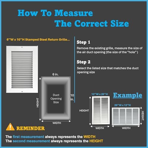 Fits 6x10 Duct Opening Stamped Steel Return Air Grille Vent Cover Grille - Image 7