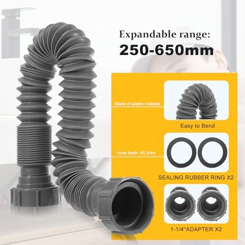 2 Pack Flexible Sink Drain Pipe, Expandable 1-1/2" P Trap Replacement Kit - Image 6
