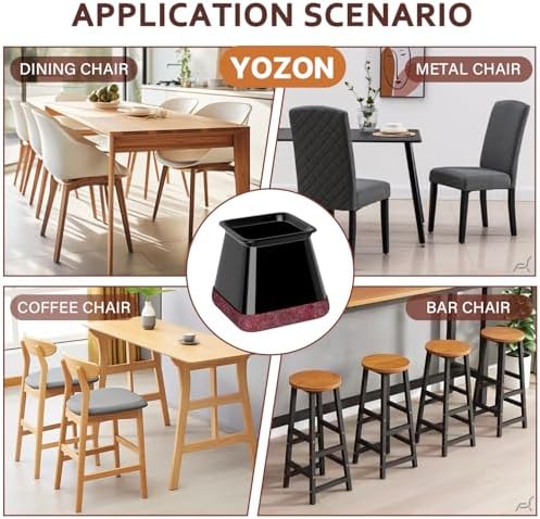 YOZON Chair Leg Floor Protector Silicone Caps Felt Furniture Pads Covers - Image 6