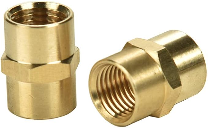 2 Pack 1/4" x 1/4" NPT Coupler, Brass Female Pipe Fitting | - Image 3