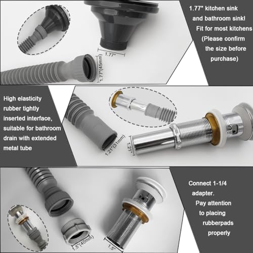 Flexible Expandable Bathroom P Trap, 1 1/4 to 1 1/2 Sink Drain Adapter Included - Image 4