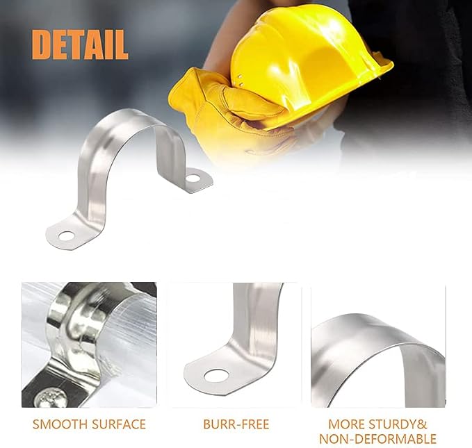 AKIHISA Pipe Clamps, 304 Stainless Steel 2 Hole Pipe Bracket, ID 1 7/9Inch - Image 3