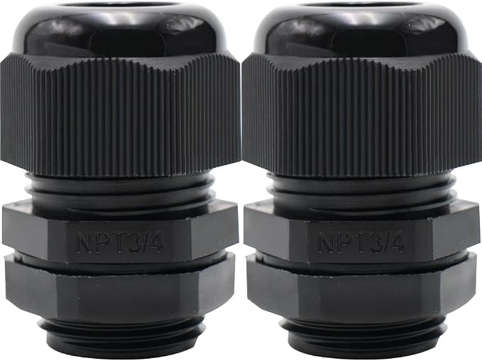 5-Pack 3/4" NPT Cable Glands, IP68 Waterproof Nylon PA66 Strain Relief Cord - Image 7