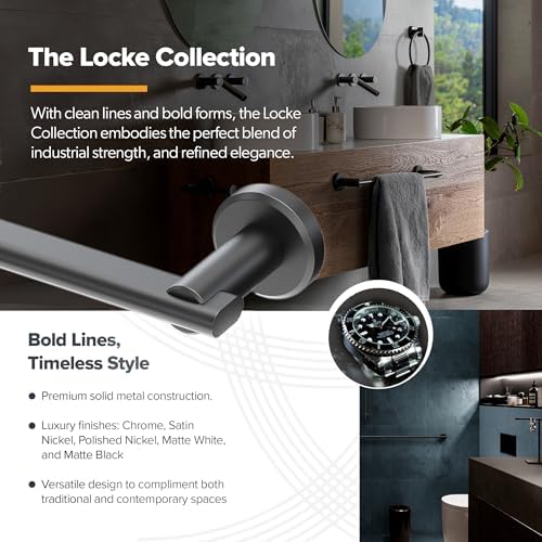 Gatco 5463 Locke Single Post Toilet Paper Holder, Satin Nickel - Image 4