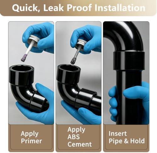 LESSO 2PCS 1 1/2" 90 Degree Sweep Elbow, ABS DWV Pipe Fitting - Image 4
