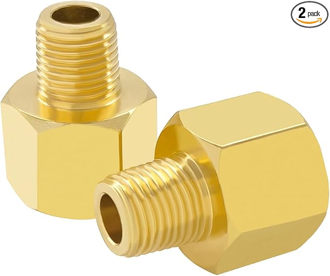 Hooshing 2PCS Brass Pipe Fitting 1/8" NPT Male to 1/4" NPT Female Reducer by Hooshing