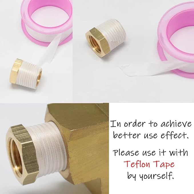 Uenede Brass 1/2" NPT Male to 1/8" NPT Female Reducer Bushing - Image 5