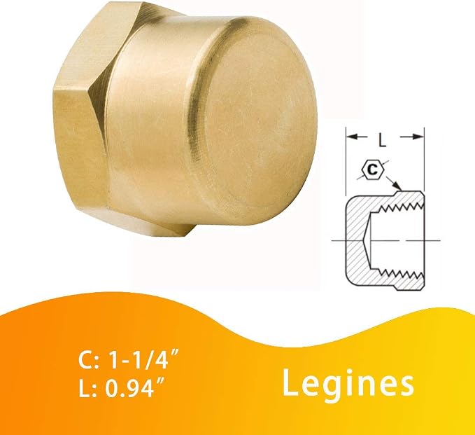 Brass Pipe Fitting Cap 3/4" NPT Female Hex Head 1200psi High Pressure - Image 4