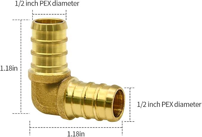 10 Pack 1/2" PEX Elbow Fittings, Brass Fittings | - Image 3