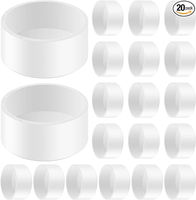 20 Packs 4 Inch PVC Pipe End Cap, Fits 4.5" OD Schedule 40 Furniture Grade by Unknown