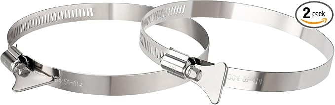 2 Pack 4 inch Hose Clamp, Adjustable 3 1/2"-4 1/2" OD, Handle Screw | 304 by BuildSuperHomeByYourself