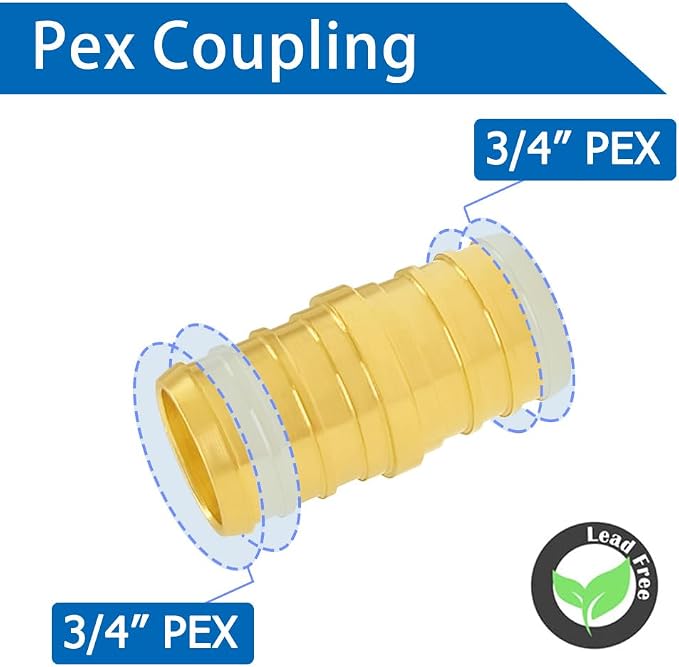 Hooshing 10PCS 3/4 Inch Straight Coupling PEX Fitting | Heavy Duty Brass Crimp - Image 3