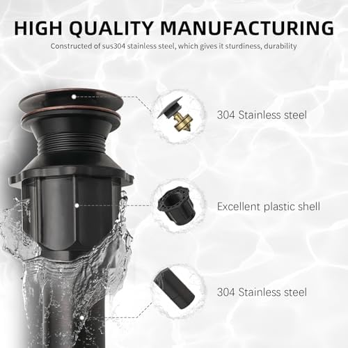 Pop Up Bathroom Sink Drain Assembly Without Overflow - Image 2