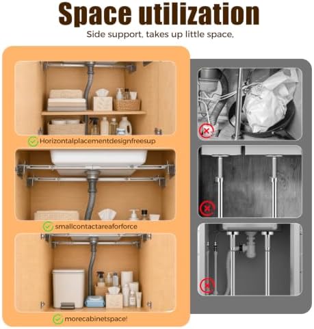Stainless Steel Undermount Sink Support Bracket Set, Adjustable 28"–39.5"Heavy - Image 4
