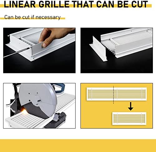 Linear Bar Air Grille 12" X 8", Aluminum Air Supply/Return Grilles, Easy Air - Image 6
