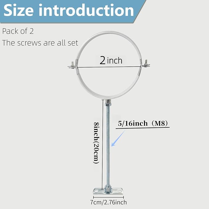 2 Sets Adjustable Pipe Bracket，Heavy Duty Galvanized Iron Stove Pipe Hanger - Image 2