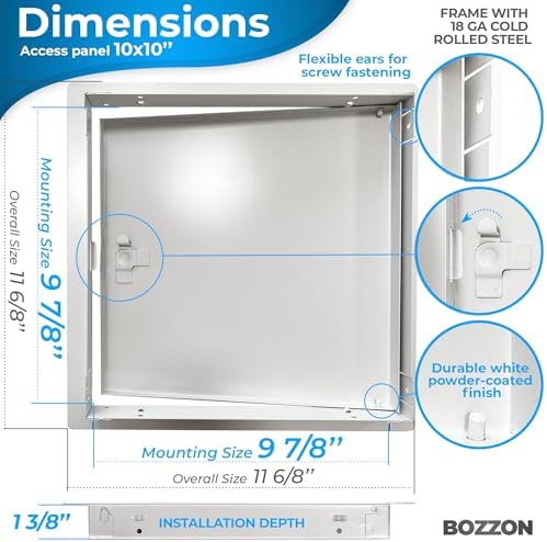 BOZZON Access Panel for Drywall 10 x 10 inch – Metal Door - Image 2