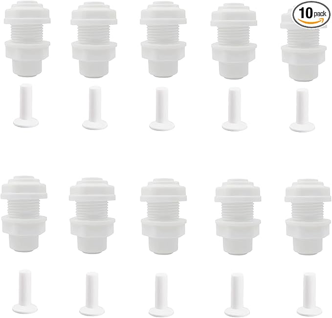 10 Pack 1/4" Bulkhead Connector Include 10 end Plug -Push to Connect Fitting by Unknown