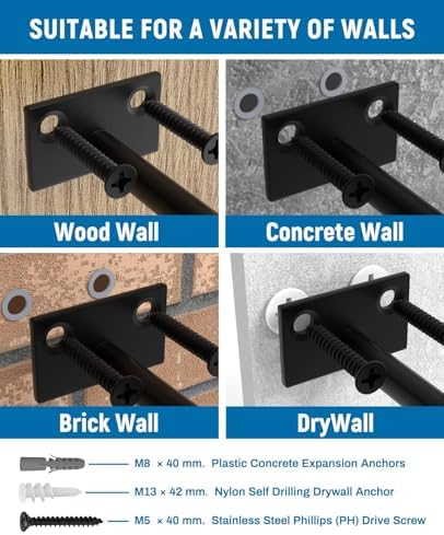 LEOPO 6-Pack 8 inch Floating Shelf Brackets, Hidden Shelf Bracket - Image 6