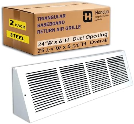 Fits 24x6 Duct Size | Steel Triangular Baseboard Return Air Grille by Handua | by Handua