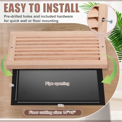 Weysat 1 Pcs 8 x 14 Inch Oak Hardwood Air Return Vent Cover - Image 5
