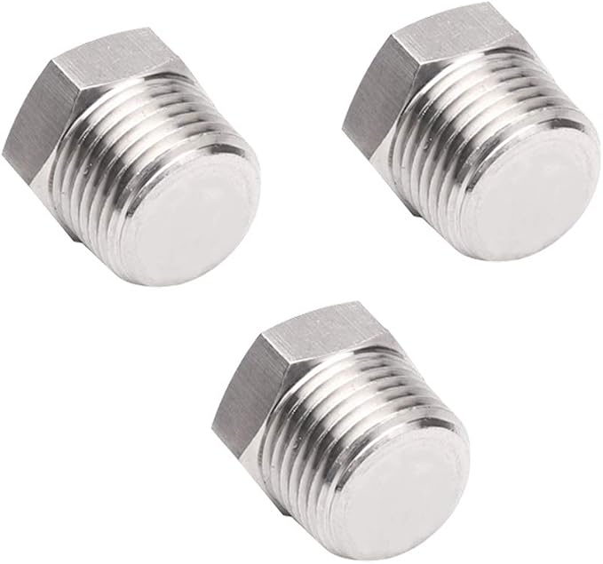 Joywayus 3Pcs Stainless Steel Outer Hex Thread Socket Pipe Plug Fitting 1/2" by Joywayus