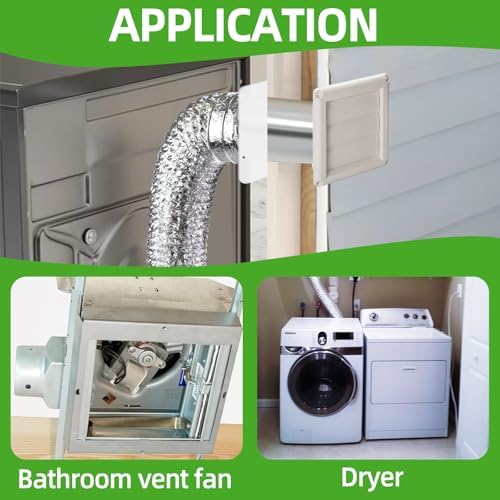 4 Inch Dryer Vent Kit with Hose/Duct Connector/Wall Plate, 9ps Duct Vent Kit - Image 7