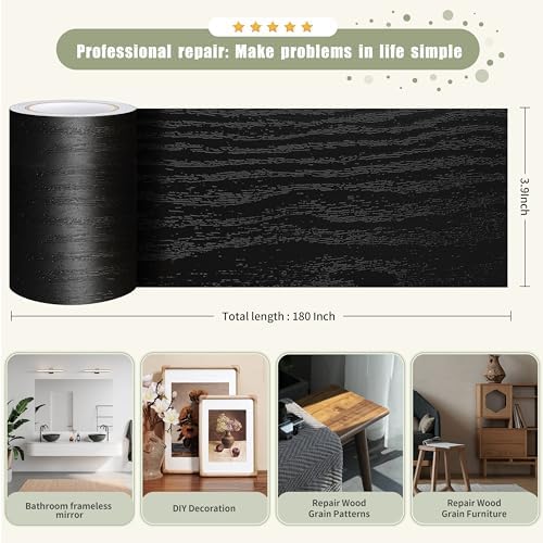Besezx Wood Grain Tape, 3.9" X15', Self Adhesive Wood Grain Repair Patch - Image 5