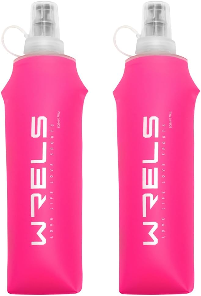 Folding Soft Flask Portable Collapsible Running Lightweight Water Bottle by WRELS